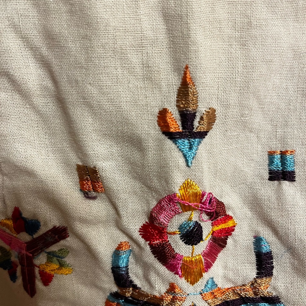 Anthropologie Cream Multicolor Embroidered Pencil Skirt - Picture 5 of 13